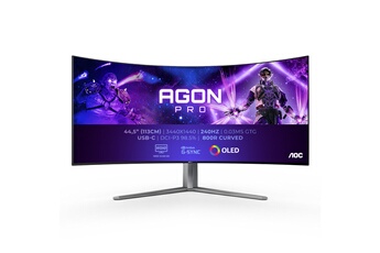 Ecran 44,5" (113 cm) - WQHD 3440 x 1440 / OLED - Incurvé 800R - 21:9 / 240 Hz - Temps de réponse 0,03 ms / 2 HDMI - 1 DisplayPort