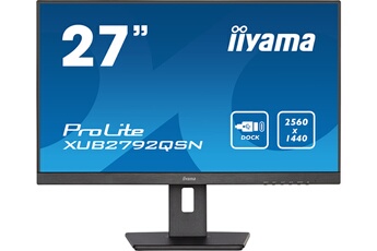 Iiyama - Ecran PC Iiyama XUB2792QSN-B5 ProLite 27'' Ultra Mince, IPS, 2560x1440, HDMI, DP, USB-C, USB-C dock et RJ45 (LAN), USB-HUB (2x3.0), 4ms, TCO