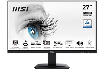 Ecran 27" (69 cm) - Full HD 1920 x 1080 / Dalle IPS - FreeSync / 100 Hz - Temps de réponse 1 ms / 1 HDMI - 1 DisplayPort