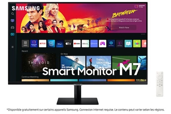 Ecran PC Samsung Smart Monitor M70B Noir 32'' (16:9), UHD 4K 3840x2160, 60Hz, VA 4ms, Plat, 300cd/m2, 3000:1, Inclinable, Enceintes, USB-C 1 * 65W, Cable(s) HDMI