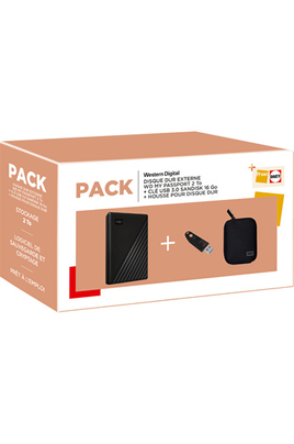 Wd Pack WD My Passport 2 To + Clé USB SanDisk Ultra 3.0 16 Go + Housse WD My Passport