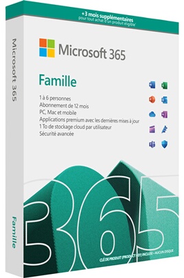 Microsoft Microsoft 365 Famille - Jusqu'à 6 utilisateurs - PC ou Mac - 12 mois | boite
