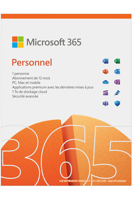 Microsoft Abonnement Microsoft 365 Personnel (12 mois - 1 utilisateurs) | version boite