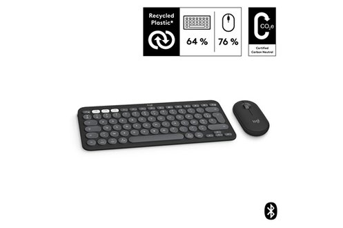 Ensemble clavier et souris Logitech Pebble 2 Combo pour Mac, clavier et souris  sans fil, discrets, portables - Graphite - 920-012214