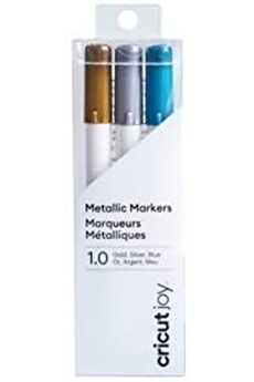 Cricut - 3 marqueurs métallisés (or, argent, bleu) à pointe moyenne, compatible CRICUT JOY