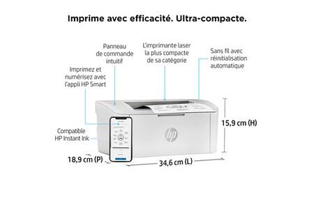 Imprimante Monofonction Hp Laserjet M110w Blanc Eligible à Instant Ink