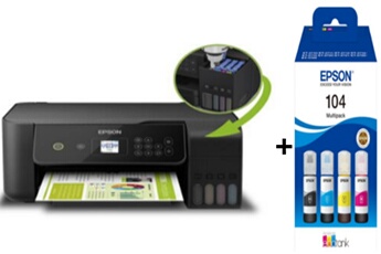 Epson - Imprimante multifonction Epson ECOTANK ET-2720 + PACK ECOTANK 104 4 couleur