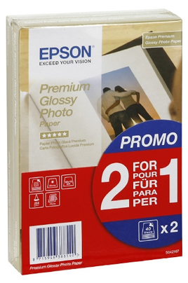 Papier d'impression Epson Papier Photo Premium Glossy - A6 - 2x 40 Feuilles  - 255g/m² - C13S042167