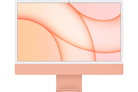 iMac Apple iMac 24" 256 Go SSD 8 Go RAM Puce M1 CPU 8 cœurs GPU 8 cœurs Orange Nouveau