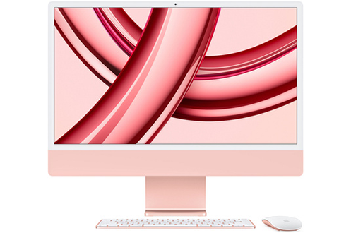 Apple iMac 24" ecran retina 4,5K 256Go SSD 8Go RAM Puce M3 CPU 8 coeurs GPU 10 coeurs Rose Nouveau