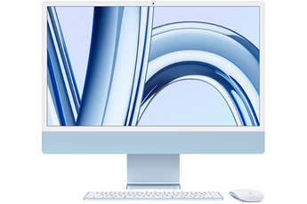 iMac Apple iMac 24" ecran retina 4,5K 512Go SSD 8Go RAM Puce M3 CPU 8 coeurs GPU 10 coeurs Bleu Nouveau
