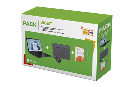 PC portable Acer Pack Aspire A315-56 + Souris sans fil + housse + Office 365 1 an