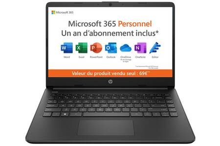 PC portable Hp Laptop 14s-dq0074nf + Microsoft 365 Personnel 1 an inclus