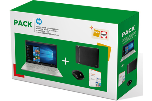 PACK HP 14-ce2014nf + souris + housse + office 365 Personnel 1 an
