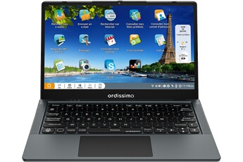 Ecran 14.1" FHD 1920 x 1080 IPS / Processeur Intel Pentium N5030 (jusqu'à 3.1 Ghz) - Puce Intel Graphics / Mémoire vive 4 Go - Stockage 128 Go SSD / Interface simplifiée Ordissimo - Wi-Fi 802.11 ac - Bluetooth 5.1