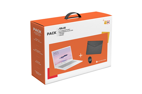 Asus Pack Fnac Chromebook Plus CX34 CX3402CBA-MW0140 14" Ecran tactile Intel Core i3 8 Go RAM 128 Go SSD Blanc + Sacoche + Souris
