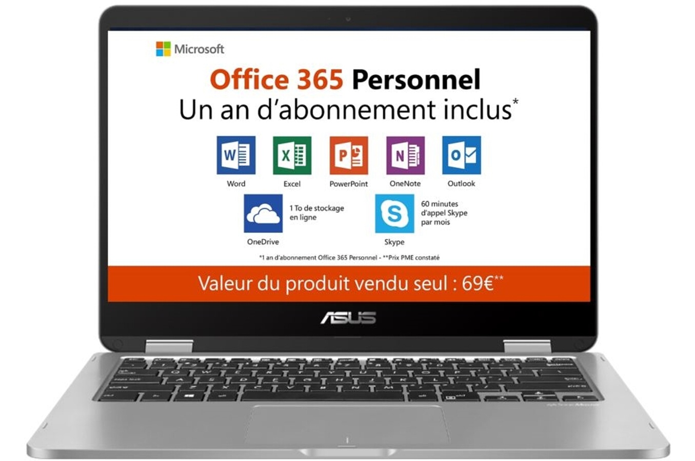Asus TP401MA-BZ067TS + 1 an d’Office 365 Personnel