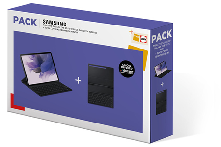 Tablette tactile Samsung PACK GALAXY TAB S7 FE WIFI 128GO NOIR+ BOOKCOVER KEYBOARD SLIM