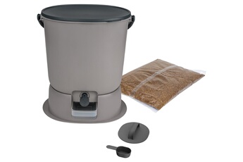 Skaza - Composteur Bokashi « Essential » 15,3 L+ 1 Kg activateur +support-Gris