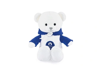 OURS PARIS 2024 - Ours Blanc sweat a capuche bleu