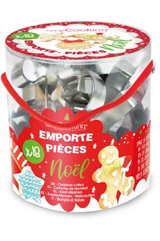Scrapcooking - Seau 18 emporte-pieces acier ''Noel''