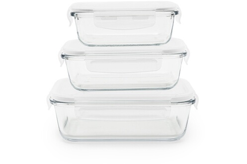 SET DE 3 PLATS/ BOITES DE CONSERVATION EN VERRE