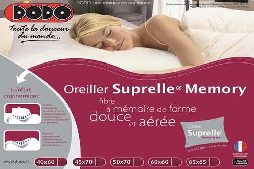 Dodo Oreiller carré Suprelle Memory 65 x 65 cm