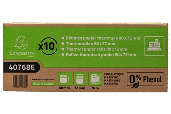 Bobine thermique 48g 80x72mm-76m sans phenol et sans plastique - boite de 10