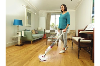 Balai vapeur 1600 Watts prêt en moins de 20 secondes / Débit de vapeur puissant et permanent à 72 °C / Débit de vapeur variable à la poignée / 2 patins microfibres - Adaptateur moquette