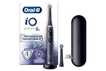Brosse à dents électrique Oral B iO 8S Brosse A Dents Electrique Noire connectee Bluetooth, 2 Brosse