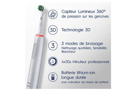 Brosse à Dents électrique Oral B Pro 3800 Sensi Ultra-Thin Blanche | Darty