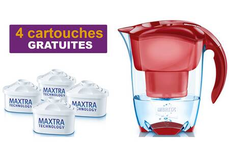 Bouteille Et Carafe Filtrante Brita Elemaris Rouge 4 Cartouches