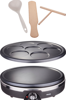 Crêpière 2 en 1 : crêpe et pancake / Thermostat réglable - Puissance 1350 Watts / Anti - adhésive / Accessoires : 1 spatule, 1 répartiteur en bois, 1 louche doseuse en plastiqueCrêpière 2 en 1 : crêpe et pancake / Thermostat réglable - Puissance 1350 Watts / Anti - adhésive / Accessoires : 1 spatule, 1 répartiteur en bois, 1 louche doseuse en plastique