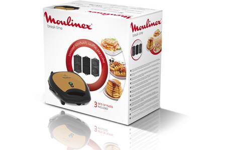 Gaufrier Croque-Monsieur Moulinex Breaktime - 700W, Plaques Antiadhésives, Beige Et Noir, Pour Sandwichs Grillés Et Gaufres - 11
