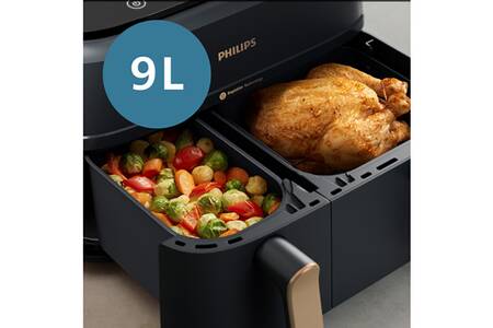 Friteuse Sans Huile Philips Airfryer NA555 Double Panier 9L - 19 Fonctions Dont Cuisson Vapeur