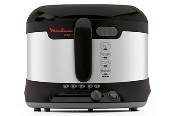 Moulinex AF 133D Friteuse Uno M, 1600 W, isolé contre la chaleur, capacité 1 kg (Noir/inox)