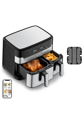 Moulinex friteuse a air Dual Easy Fry & Grill Inox 2 tiroirs EZ905D20