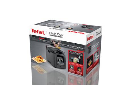 Tefal Clear Duo FR600D10 – Friteuse Bain D’Huile 1,2 Kg Avec Hublot Anti-Buée, Moins De Fumée & Odeurs, Minuteur 30 Min, Éléments Lave-Vaisselle