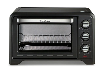 Capacité 19 litres - Chaleur tournante / 6 modes de cuisson dont Pâtisserie et Bain marie / Thermostat réglable jusqu'à 240°C - minuterie jusqu'à 120 min / Inclus : 1 Lèche-frites et 1 grille réversible