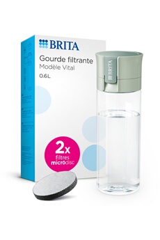Réduit les impuretés telles que certains pesticides, herbicides / Filtre jusqu'à 60 litres pendant 4 semaines - Préserve les minéraux / Capacité de 0.6L - Evite l'utilisation de bouteilles plastiques / Sans bisphenol A - 2 MicroDisc inclus