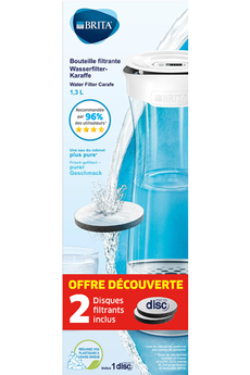 BRITA Carafe en verre bleue (2,5L) inclus 3 cartouches filtrantes