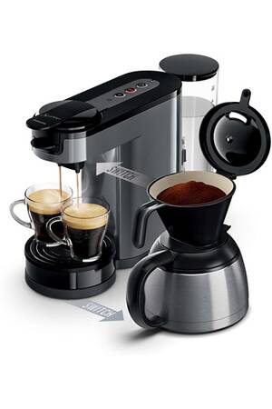 PHILIPS SENSEO Switch HD7892//21 Cafetière 2 en 1 dosettes//filtre 2 tasses gris
