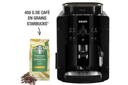 Expresso avec broyeur Krups YY4540FD ESSENTIAL Noire + 1 paquet café Starbucks