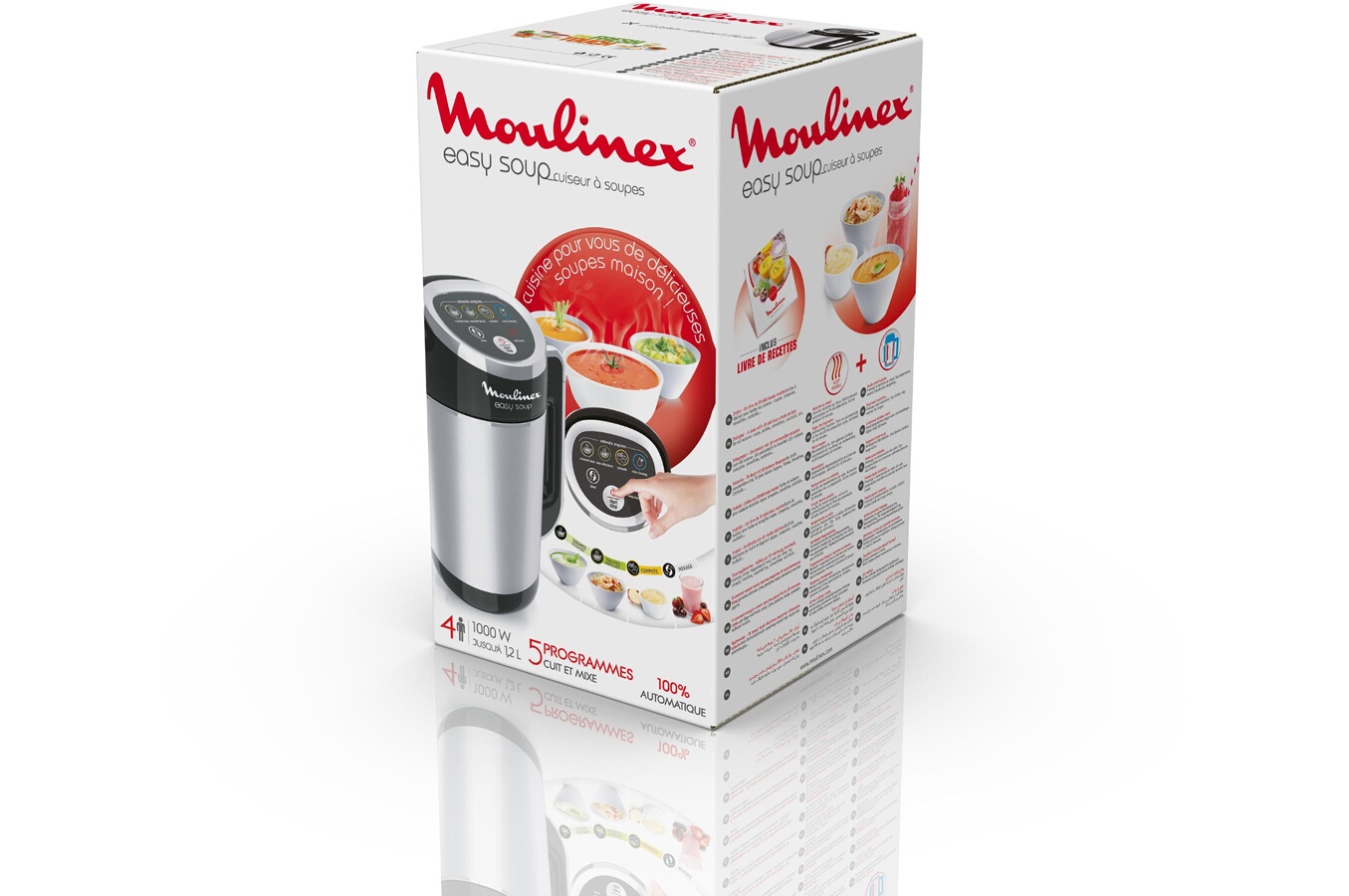 Moulinex Blender Chauffant Easy Soup Noir Silver 1000W 3L