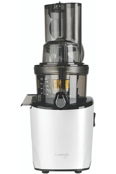 Extracteur de jus - Moteur plus durable et silencieux / Vitesse : 48 tours/min - Puissance : 200 watts / Large embouchure : 8.2 cm - Clapet d'insertion pratique et sécurisé / Livre de recettes offert