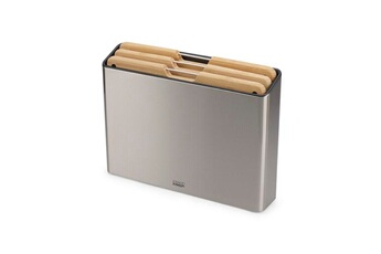 Joseph Joseph - Folio Steel Bamboo Ensemble de 3 planches a decouper avec etui en acier inoxydable