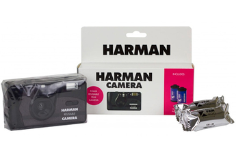 Appareil photo Argentique Ilford. Compact 24x36 Harman Camera Noir - Réutilisable + 2 films N&B Kent