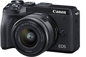 Appareil photo hybride Canon EOS M6 Mark II + EF-M 15-45/3.5-6.3 IS STM + Viseur EVF-DC2