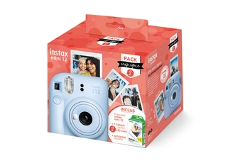 Fujifilm Pack Iconique Instax Mini 12 Bleu + Film Mini 2x10 vues + Housse