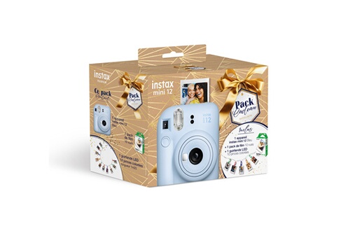 Appareil photo instantané Fujifilm Pack Noel Instax Mini 12 Bleu + Pack film  Instax Mini 10 vues + Guirlande Led Multicolore - 70100161451